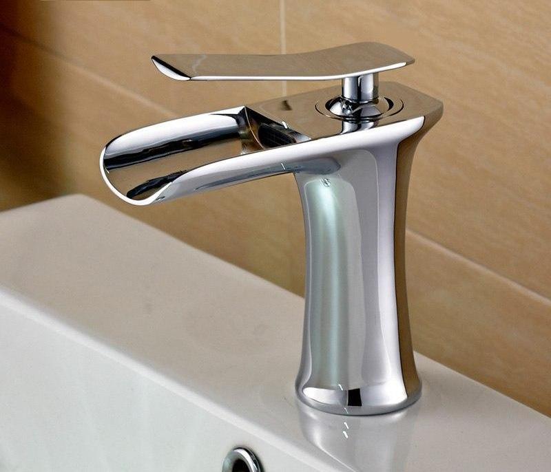 Bathroom Faucet Single Handle Waterfall Brass