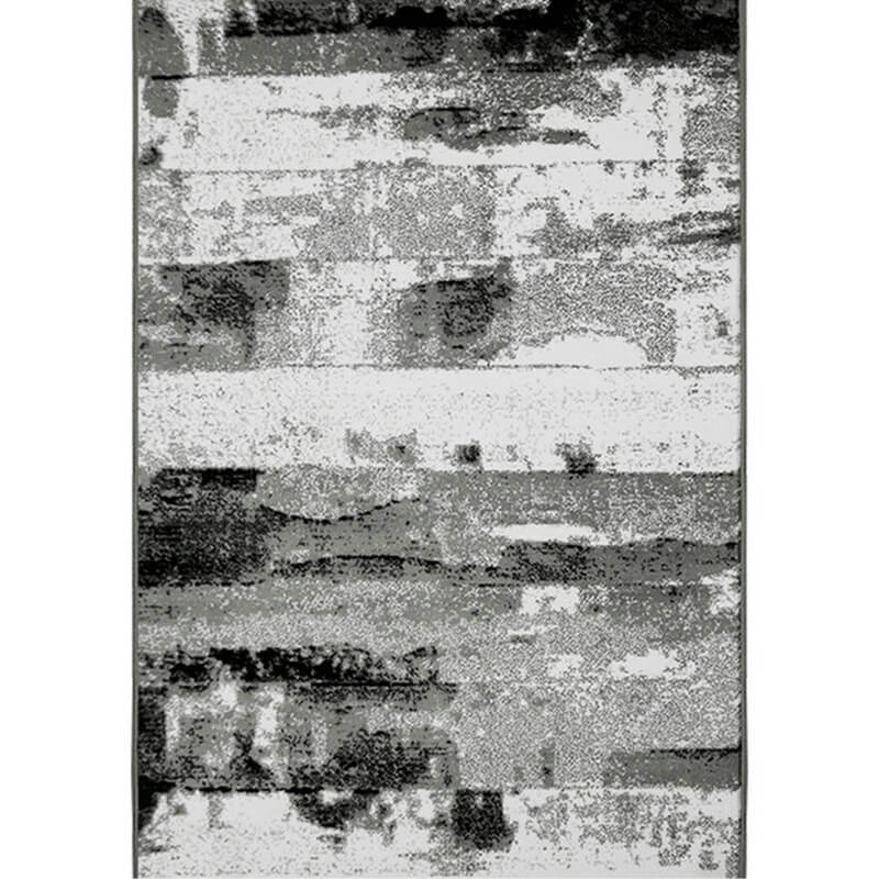 Area Rug - Bohemian, Black Gray Brush Paint Large Area for