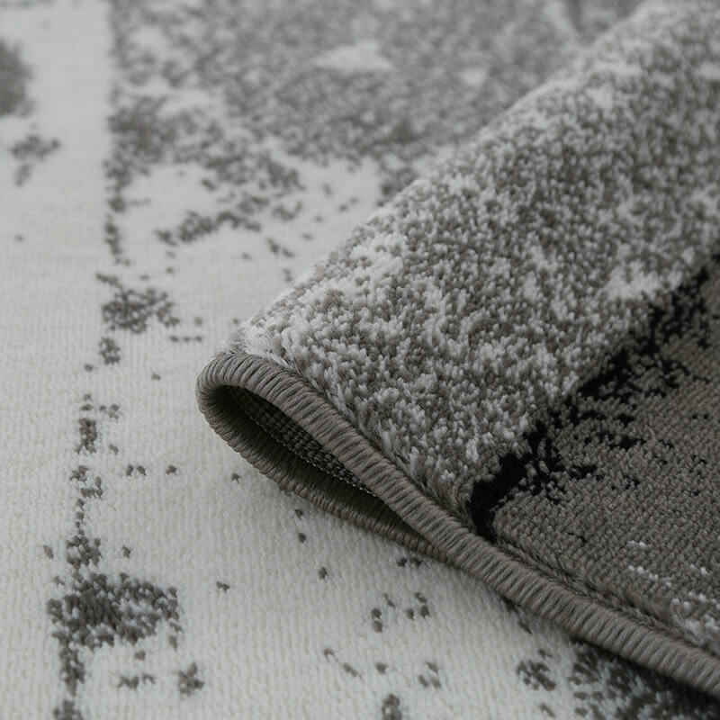 Area Rug - Bohemian, Black Gray Brush Paint Large Area for