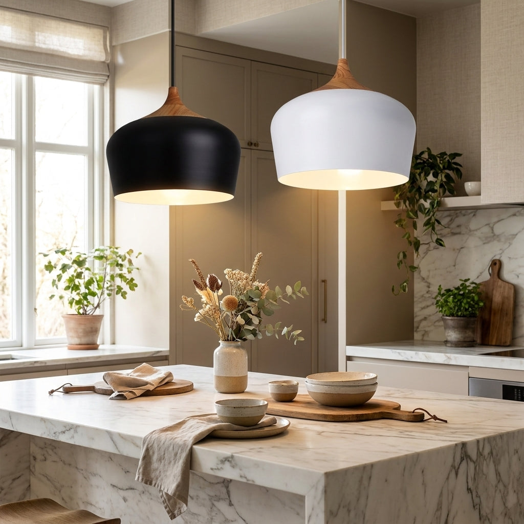 Pendant Light nordic hanging – iron wood LED lamp for home bar and office