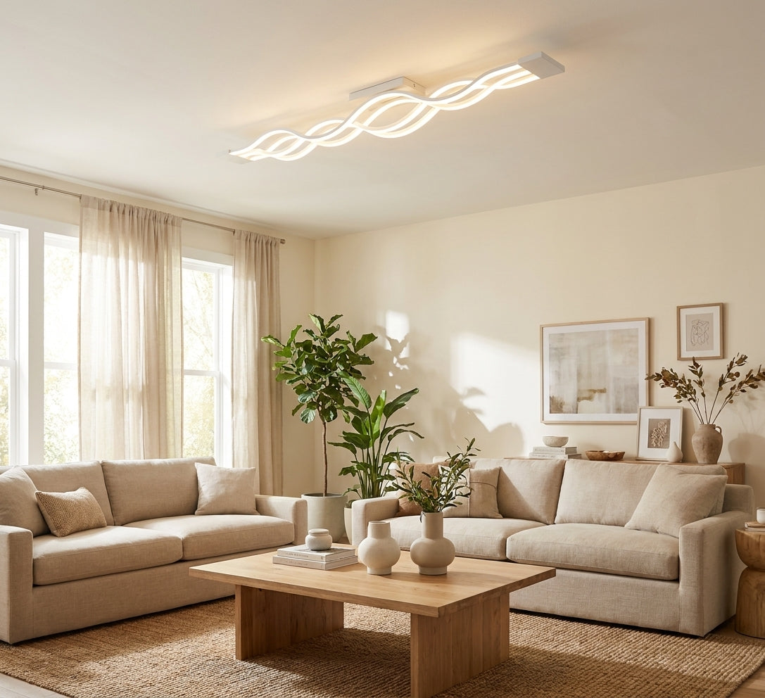 Chandelier LED wave – modern aluminum ceiling light for dining room