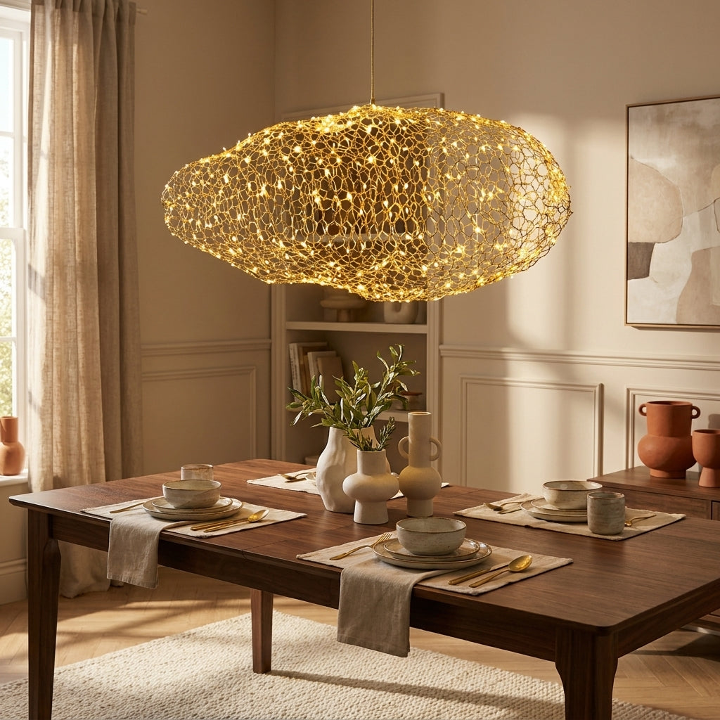 Art Deco Starlight Cloud LED Chandelier – Hand-Molded Iron Ceiling Light for Living Room