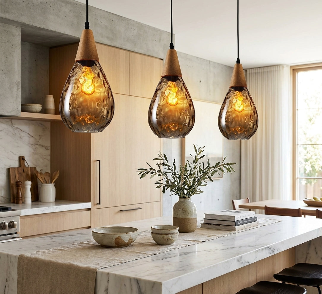Pendant Light nordic dimpled glass – warm drop lamp for kitchen and dining