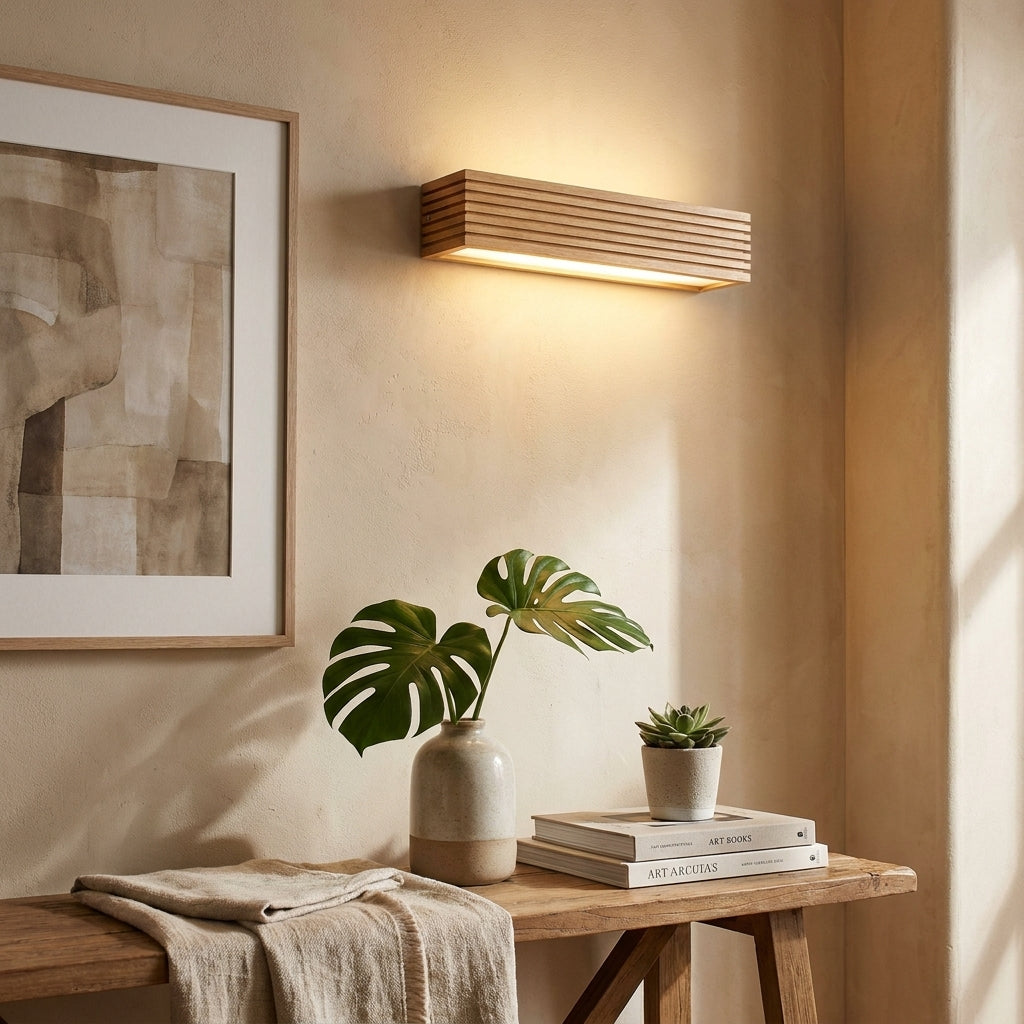 Wall Sconce nordic thin-plank wood – acrylic LED for bedroom and living room