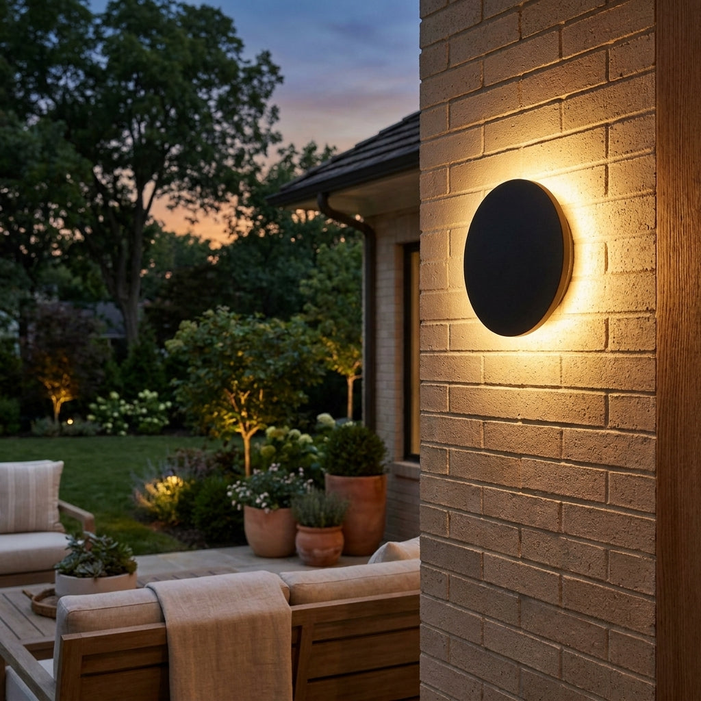 Outdoor Wall Light aluminum disc – LED reflect lamp for patio and garden