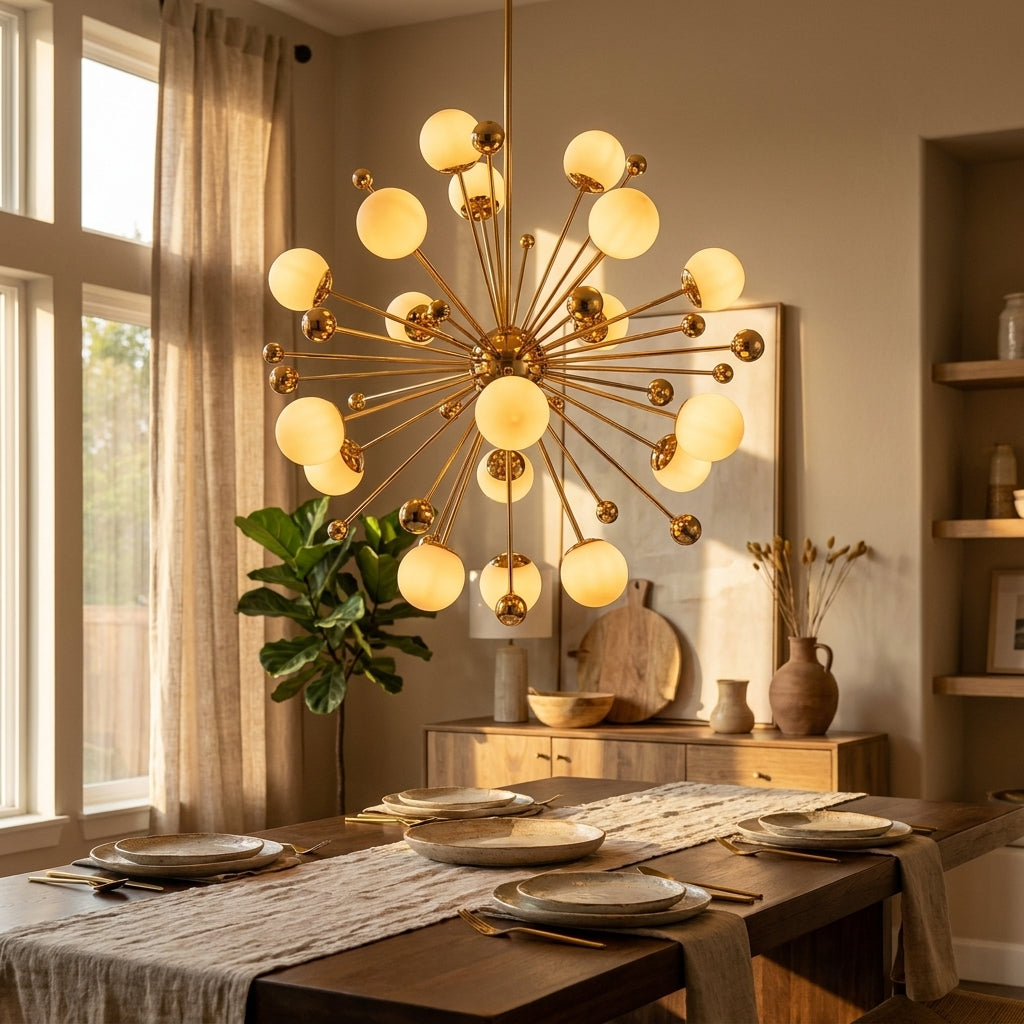 Chandelier nordic art deco dandelion – frosted glass iron lamp for living room