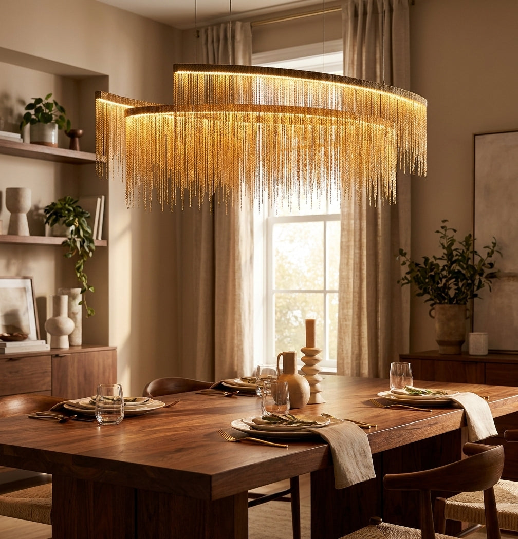 Chandelier raindrop modern – LED hanging rain light for dining room