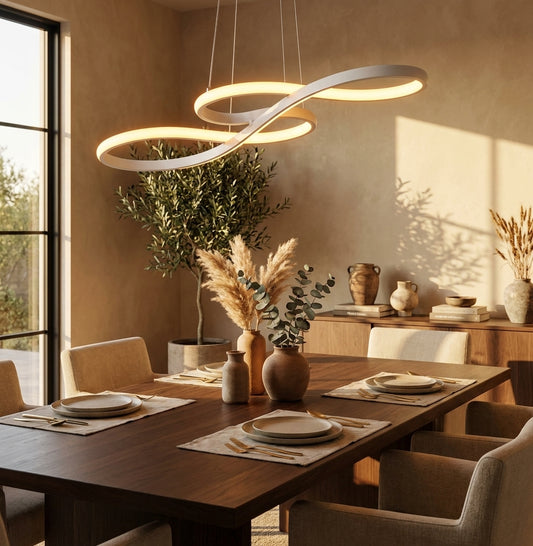 Chandelier minimalist infinity ring – acrylic aluminum fixture for living room