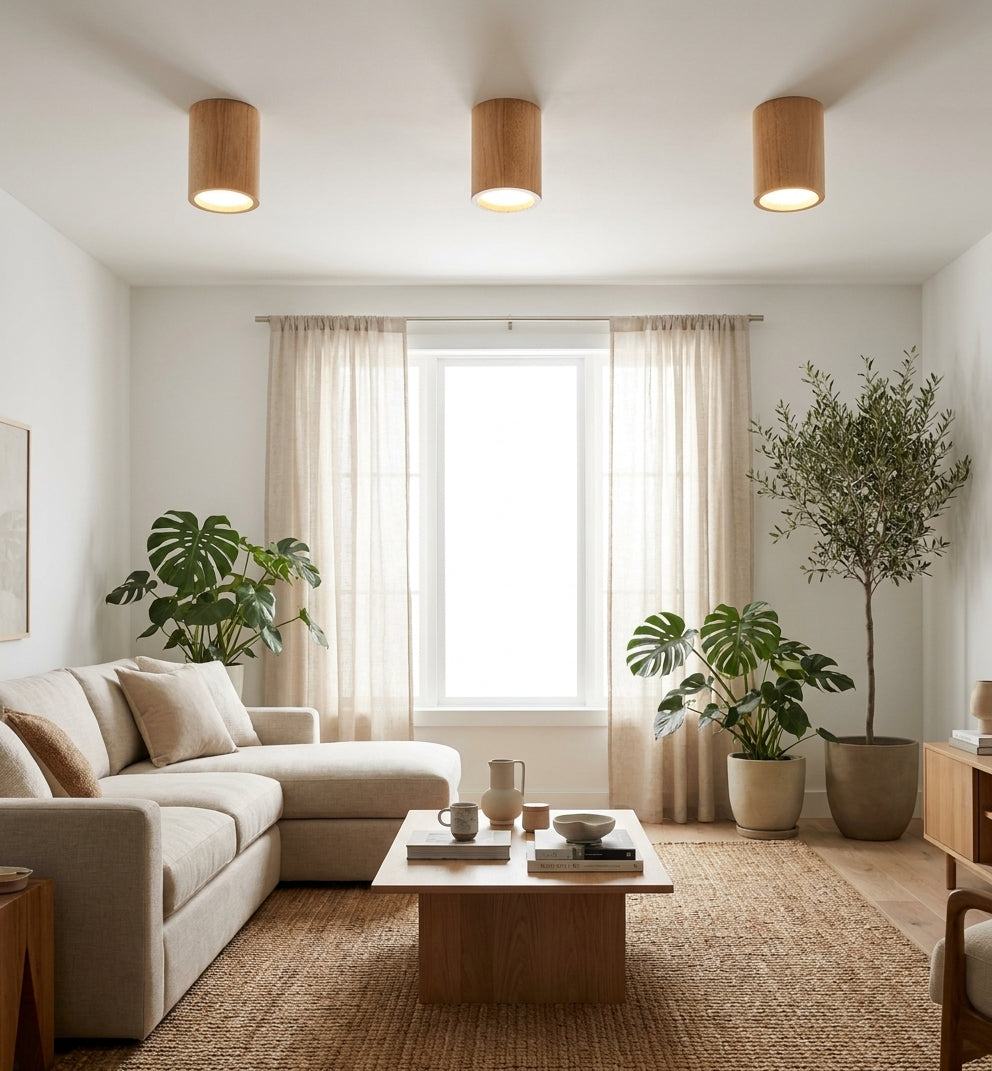 Ceiling Light nordic wood glass – LED flush mount for bedroom