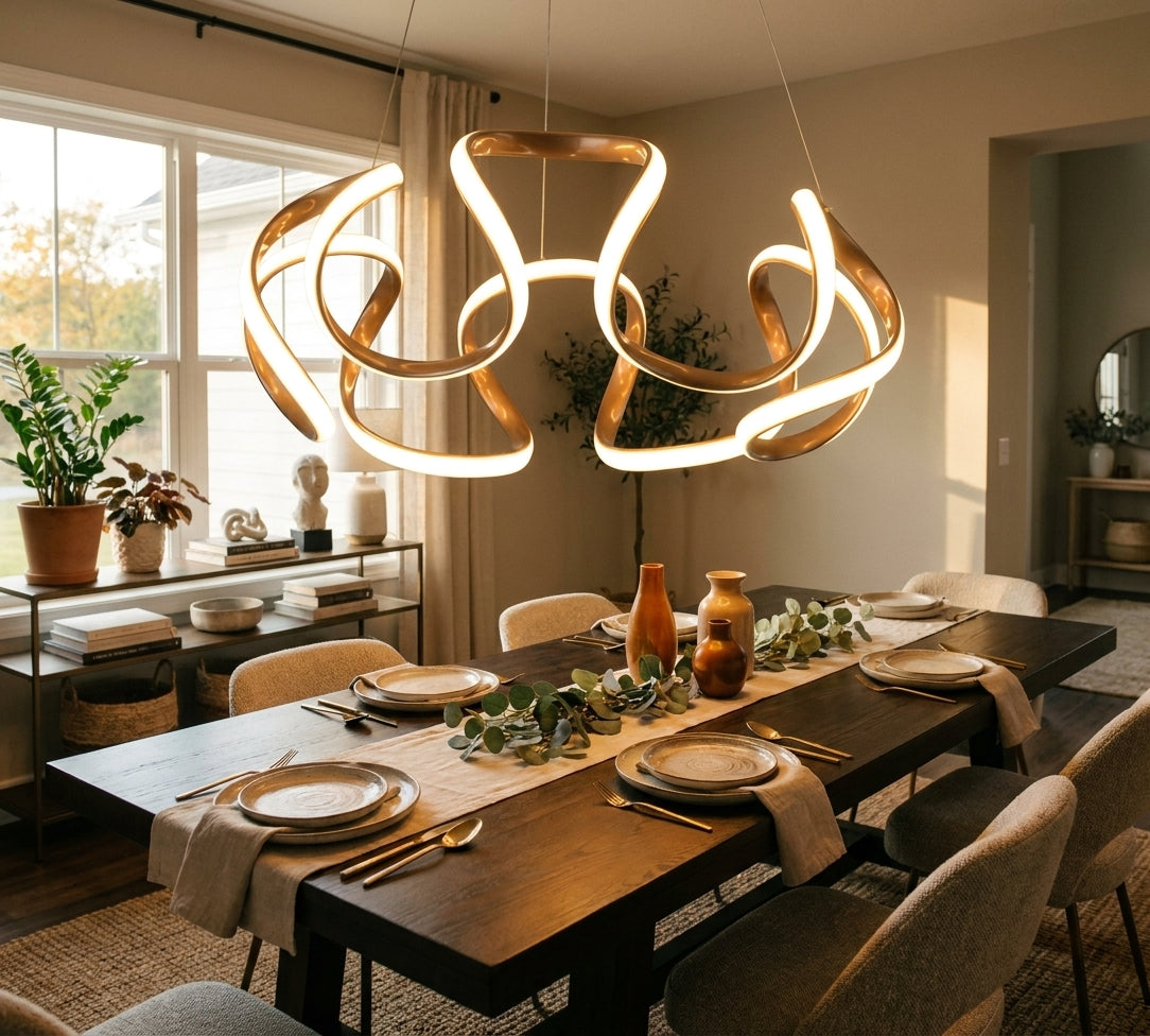 Chandelier modern abstract – PVC aluminum statement light for dining room