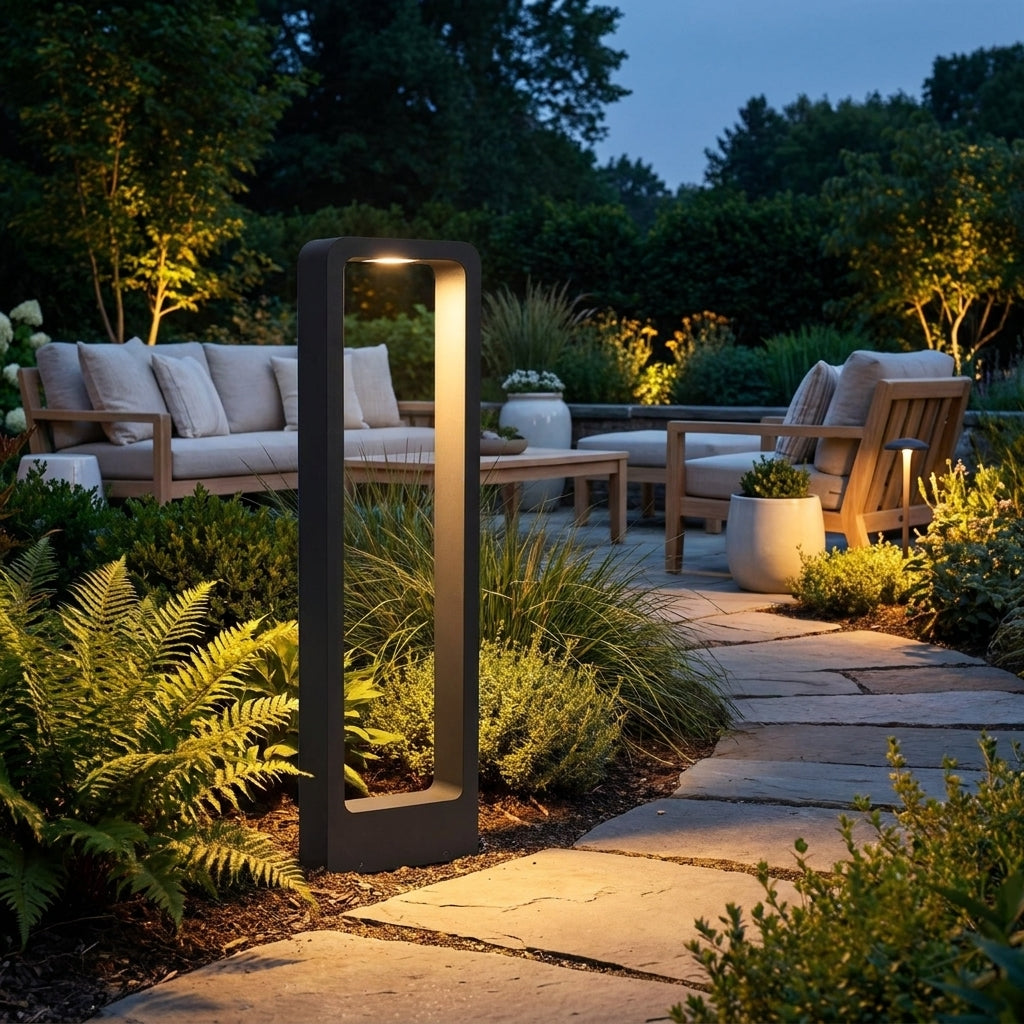 Garden Light black aluminum frame – outdoor lamp for path gate and fence