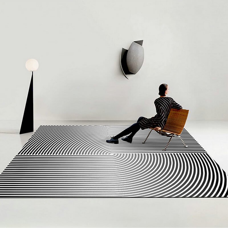 Area Rug - Bohemian, Contemporary Black and White Modern