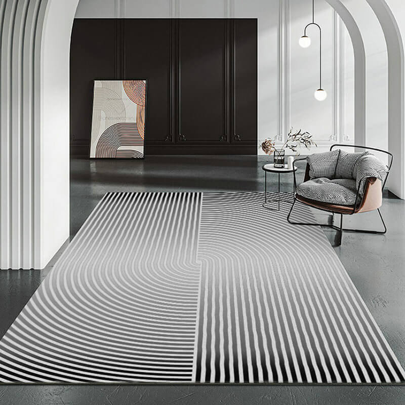 Area Rug - Bohemian, Contemporary Black and White Modern