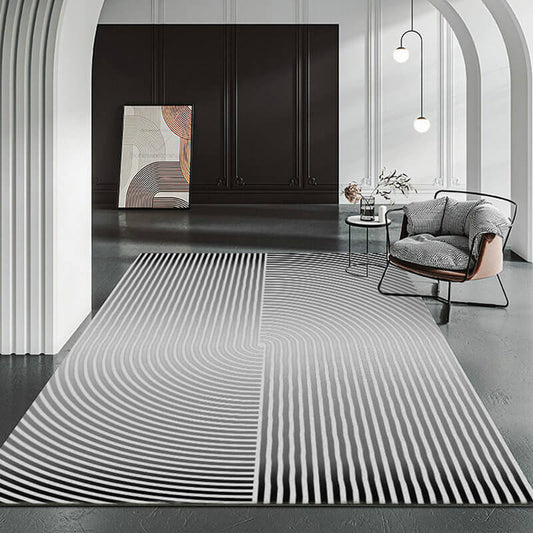 Area Rug Bohemian Black White Contemporary Living Room