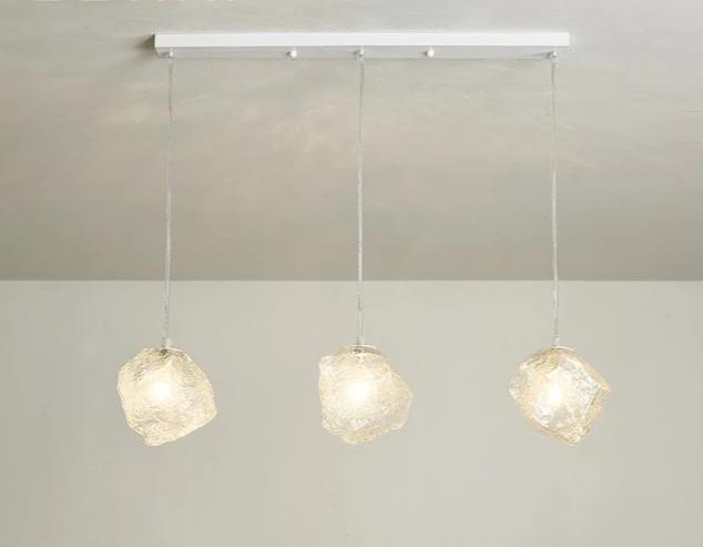 Glass Stone Pendant Hanging Lamp, Warm Ambient Light for Living Room Dining