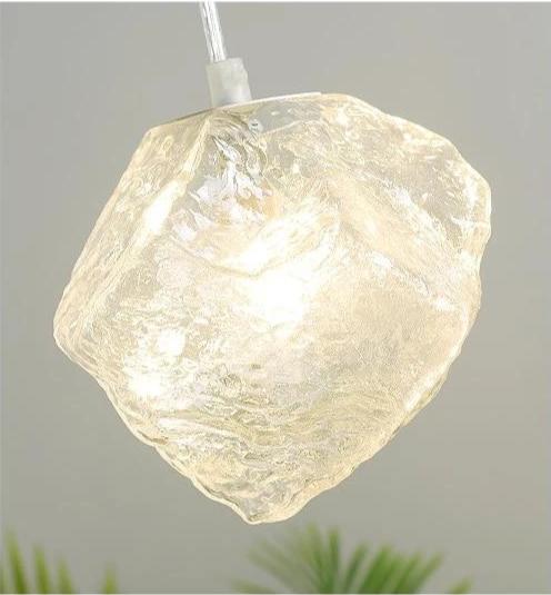Glass Stone Pendant Hanging Lamp, Warm Ambient Light for Living Room Dining