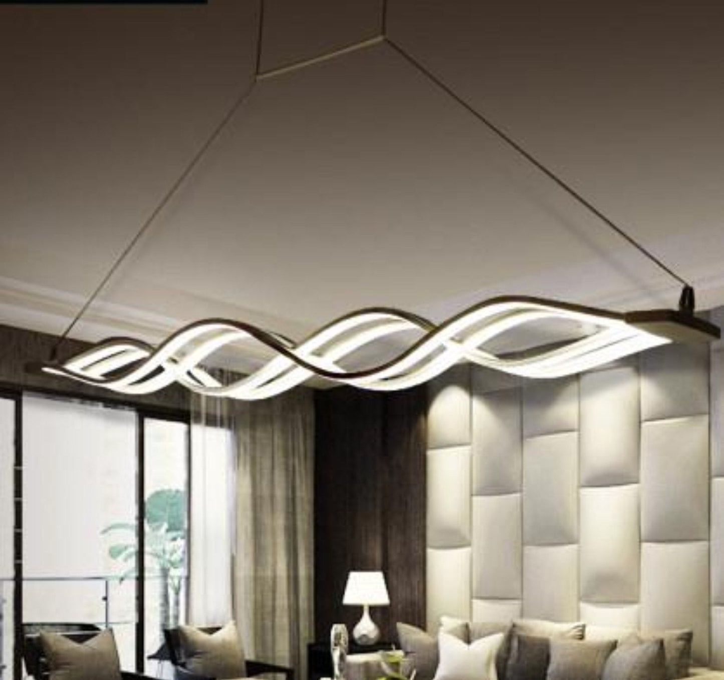 LED Wave Chandelier, Modern Aluminum Ceiling Light for Living Room Dining