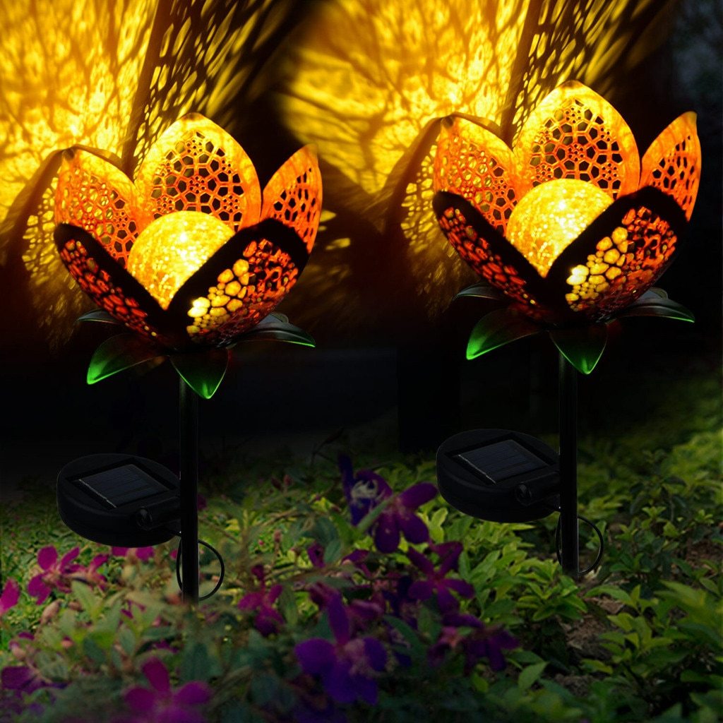 Solar Pathway Light Hollowed Flower Outdoor Garden Patio