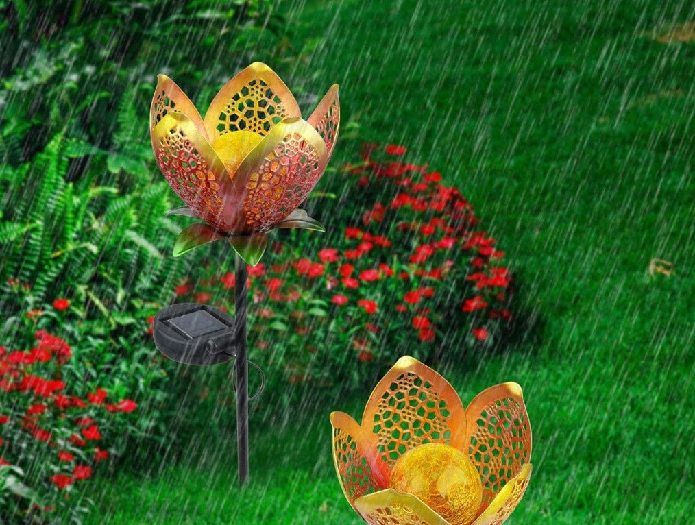 Solar Pathway Light Hollowed Flower Outdoor Garden Patio