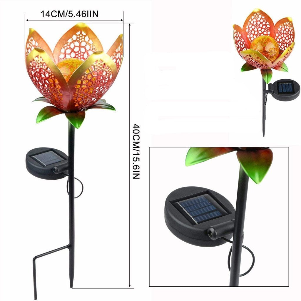 Solar Pathway Light Hollowed Flower Outdoor Garden Patio