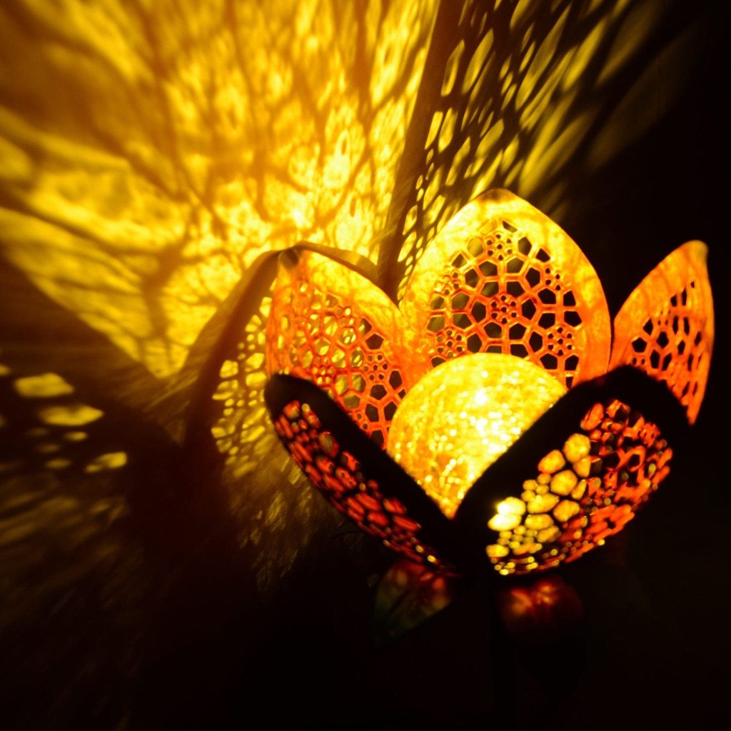 Solar Pathway Light Hollowed Flower Outdoor Garden Patio