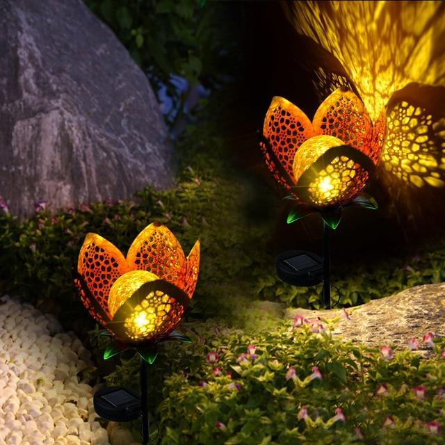 Solar Pathway Light Hollowed Flower Outdoor Garden Patio