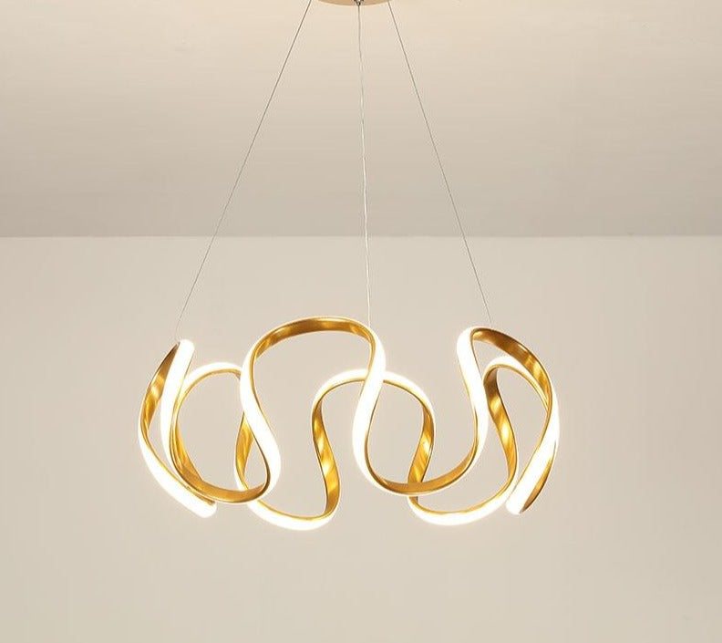 Modern Abstract Chandelier, PVC Aluminum Statement Light for Living Room Dining