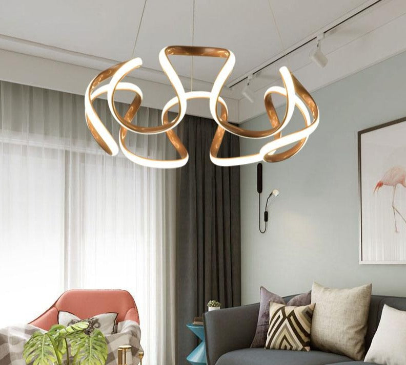 Modern Abstract Chandelier, PVC Aluminum Statement Light for Living Room Dining