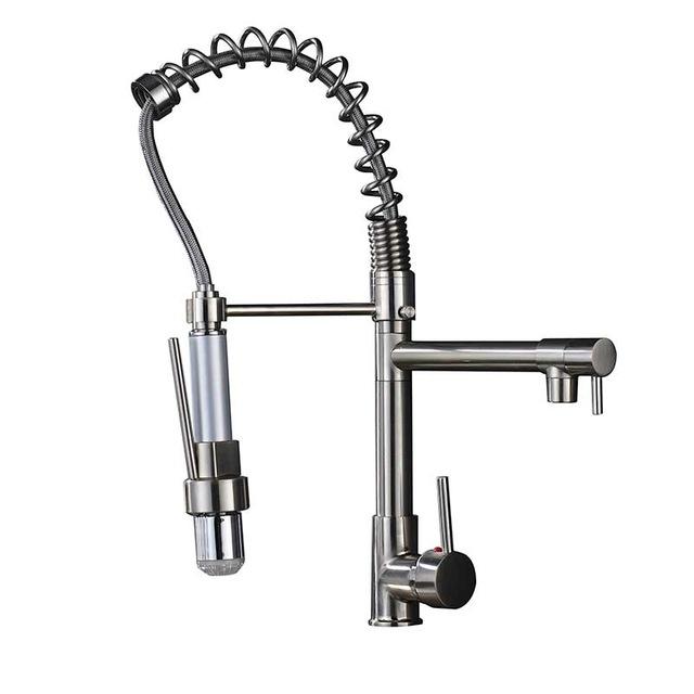 Bathroom Faucet – Ceramic, LED Kitchen Spring Deck Mounted