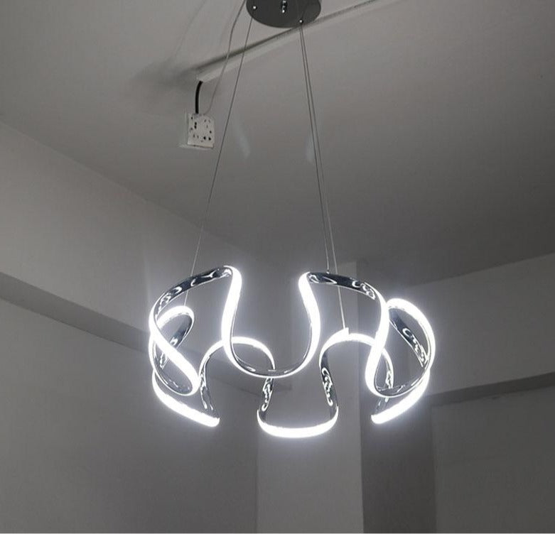 Modern Abstract Chandelier, PVC Aluminum Statement Light for Living Room Dining