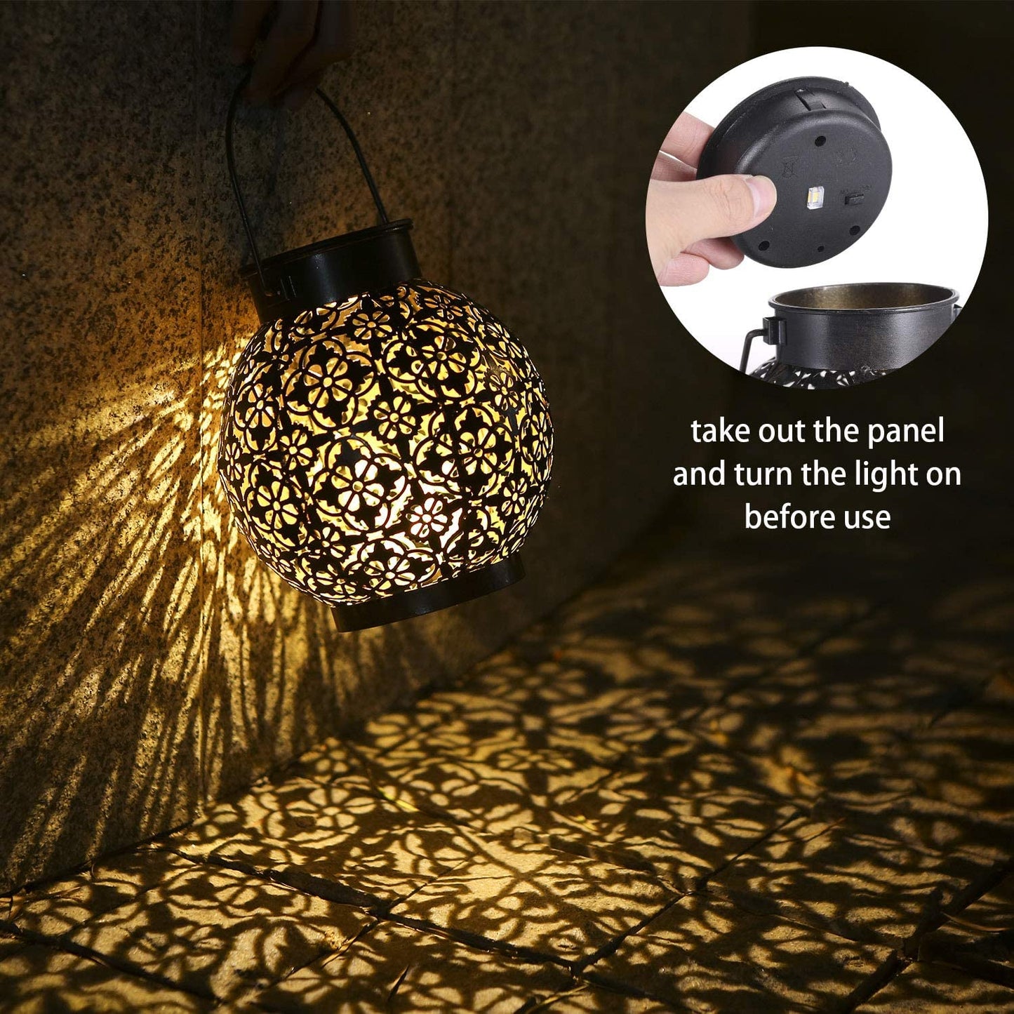 Solar Garden Lantern Vintage Metal Waterproof Outdoor