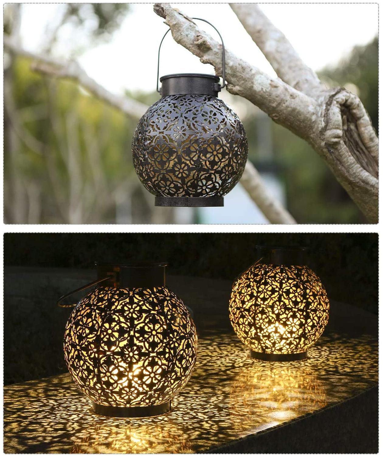 Solar Garden Lantern Vintage Metal Waterproof Outdoor