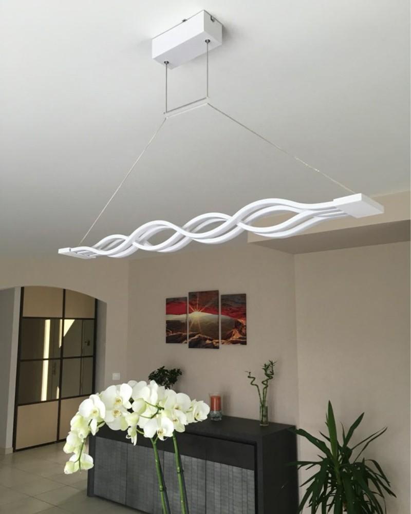 LED Wave Chandelier, Modern Aluminum Ceiling Light for Living Room Dining