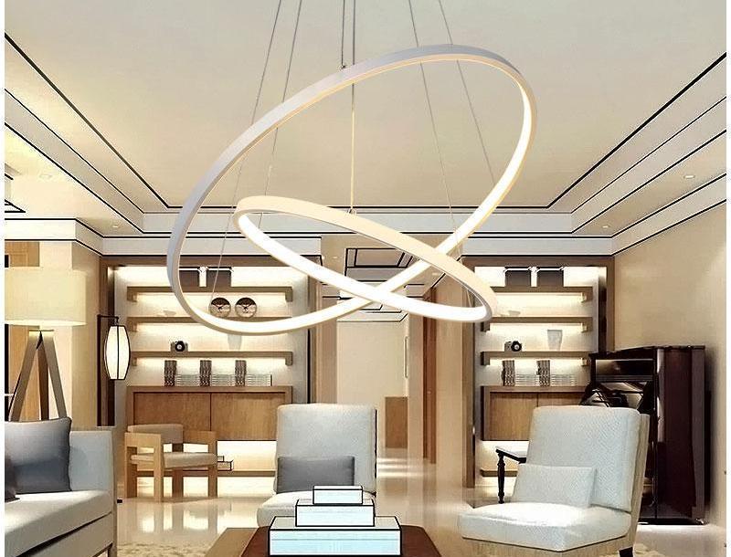 Modern Circular Ring Chandelier, LED Aluminum Ceiling Light for Living Room