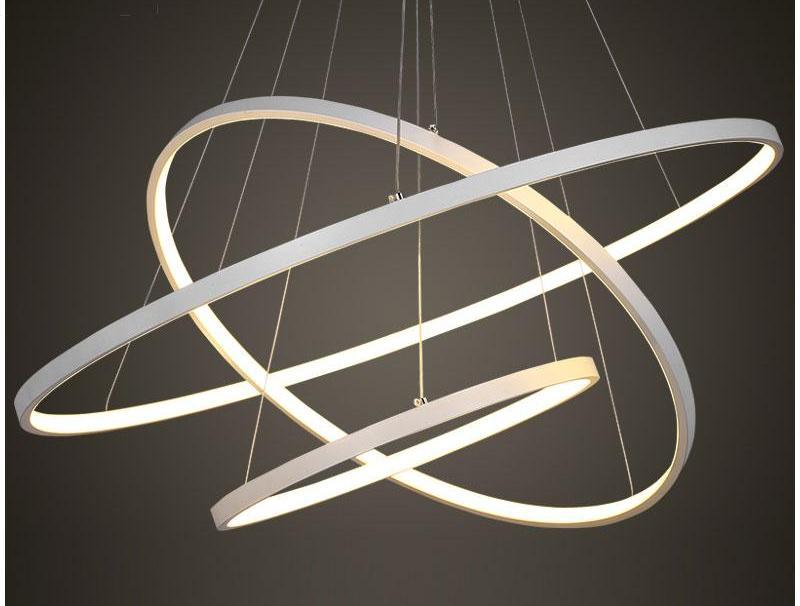 Modern Circular Ring Chandelier, LED Aluminum Ceiling Light for Living Room
