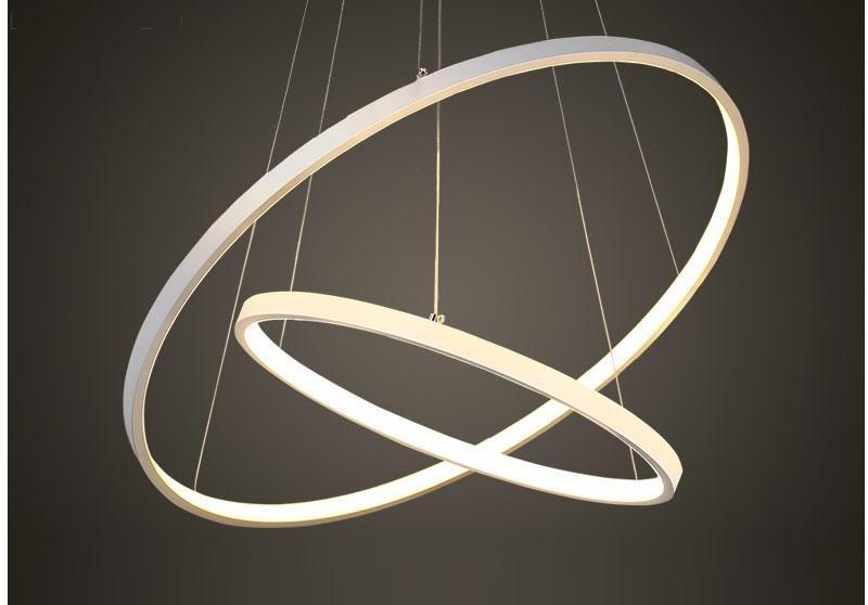 Modern Circular Ring Chandelier, LED Aluminum Ceiling Light for Living Room