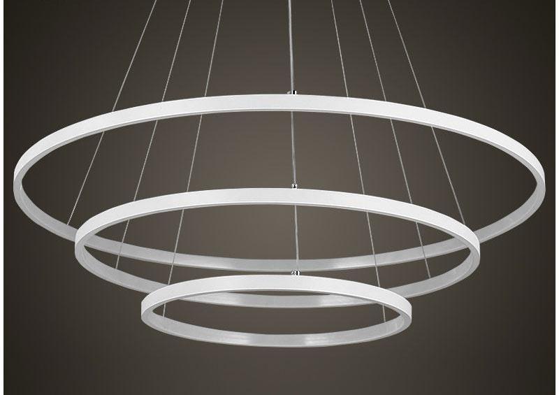 Modern Circular Ring Chandelier, LED Aluminum Ceiling Light for Living Room