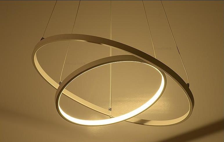 Modern Circular Ring Chandelier, LED Aluminum Ceiling Light for Living Room