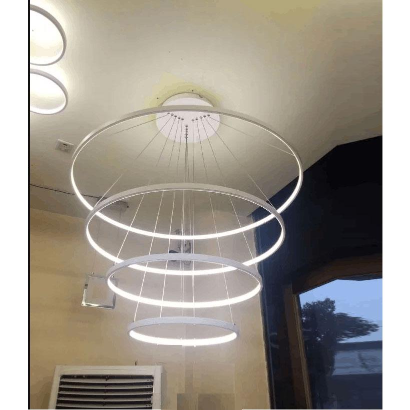 Modern Circular Ring Chandelier, LED Aluminum Ceiling Light for Living Room