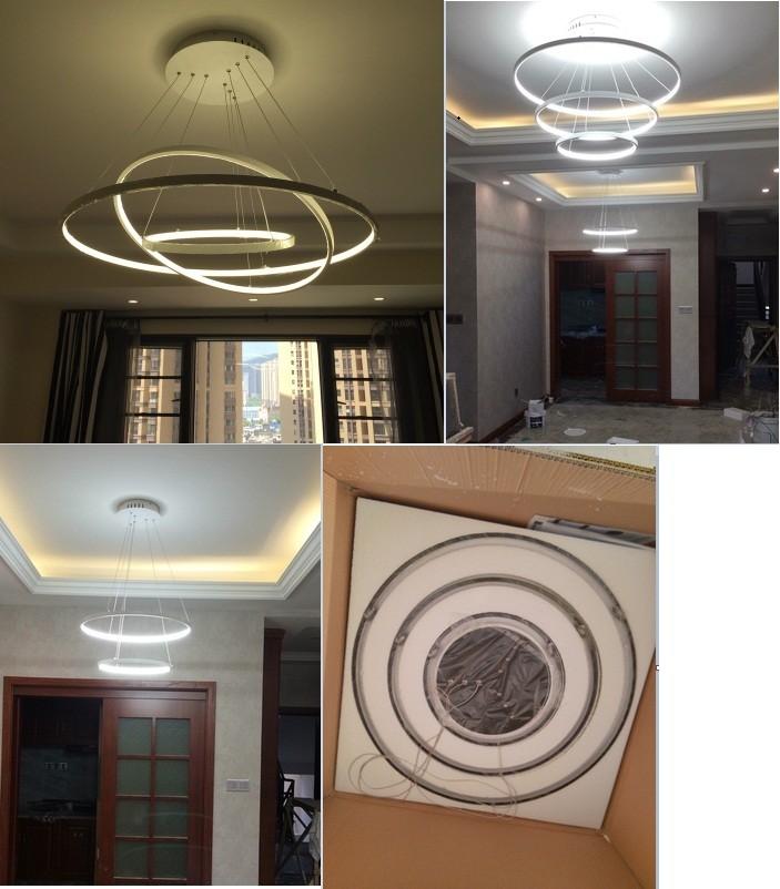 Modern Circular Ring Chandelier, LED Aluminum Ceiling Light for Living Room