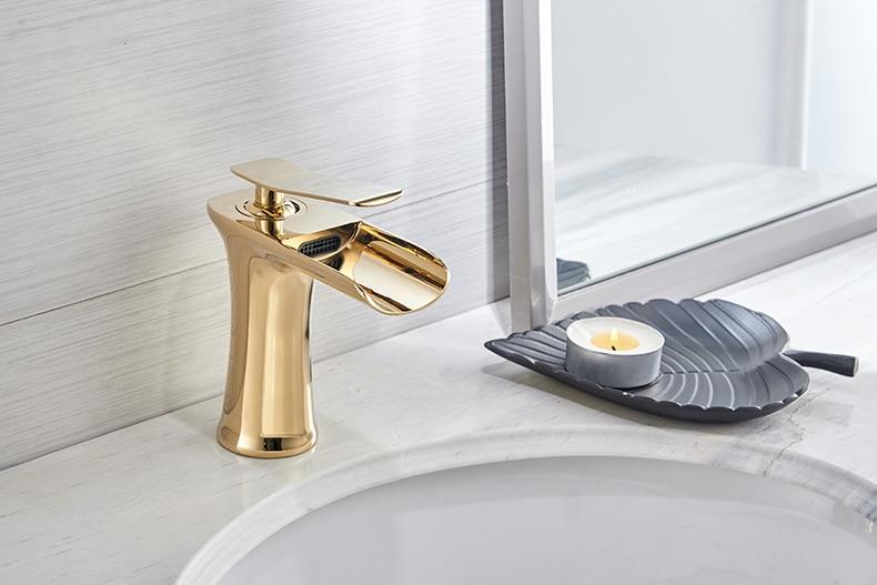 Bathroom Faucet Single Handle Waterfall Brass