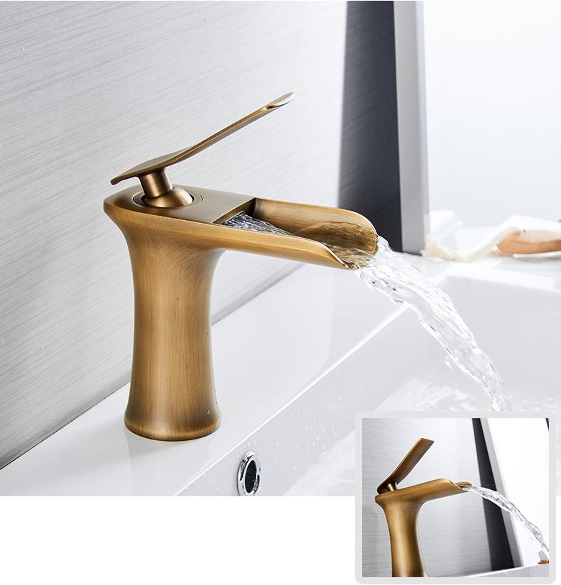 Bathroom Faucet Single Handle Waterfall Brass