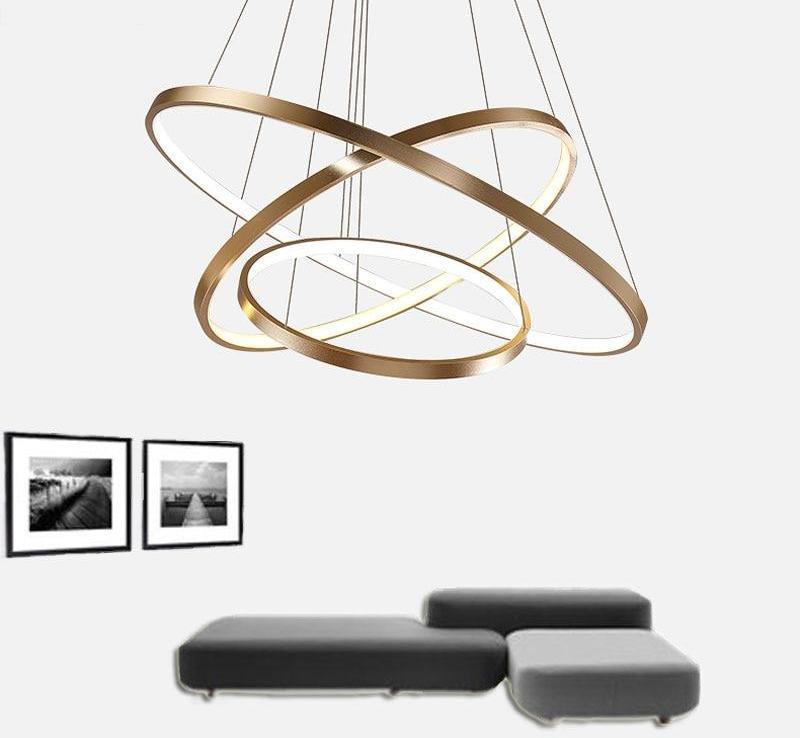 Modern Circular Ring Chandelier, LED Aluminum Ceiling Light for Living Room