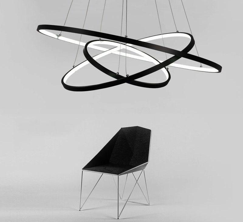 Modern Circular Ring Chandelier, LED Aluminum Ceiling Light for Living Room