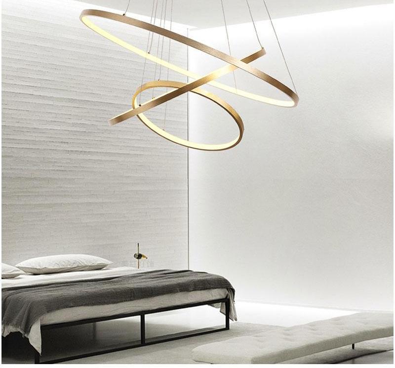 Modern Circular Ring Chandelier, LED Aluminum Ceiling Light for Living Room
