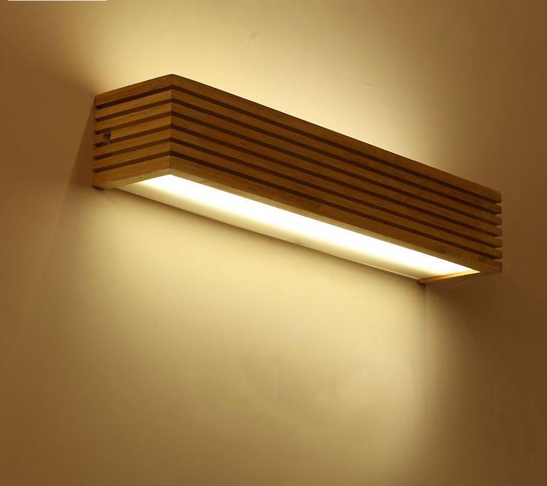Nordic Thin-Plank Wood Wall Lamp, Acrylic LED Sconce for Bedroom Living Room