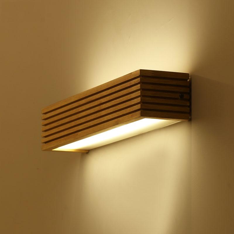 Nordic Thin-Plank Wood Wall Lamp, Acrylic LED Sconce for Bedroom Living Room