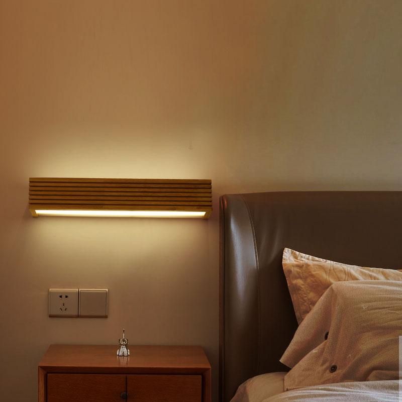 Nordic Thin-Plank Wood Wall Lamp, Acrylic LED Sconce for Bedroom Living Room