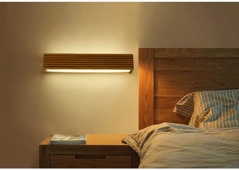 Nordic Thin-Plank Wood Wall Lamp, Acrylic LED Sconce for Bedroom Living Room