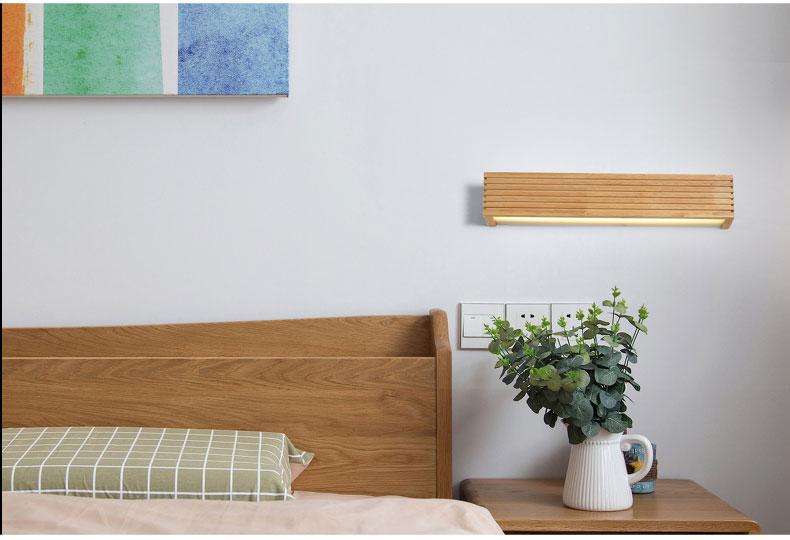 Nordic Thin-Plank Wood Wall Lamp, Acrylic LED Sconce for Bedroom Living Room